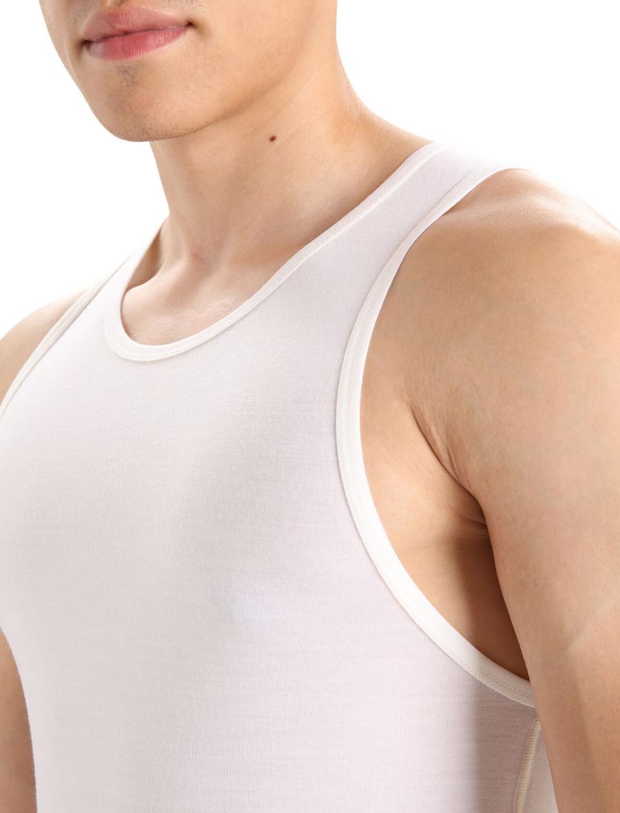 Bielizny Icebreaker Merino Anatomica Tank Top Męskie Białe | PL 1661LISH